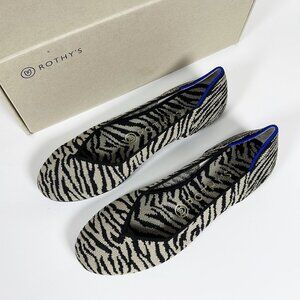 NEW Rothy’s Size 7 Black White Zebra The Flat Ballet Round Toe Shoes RETIRED